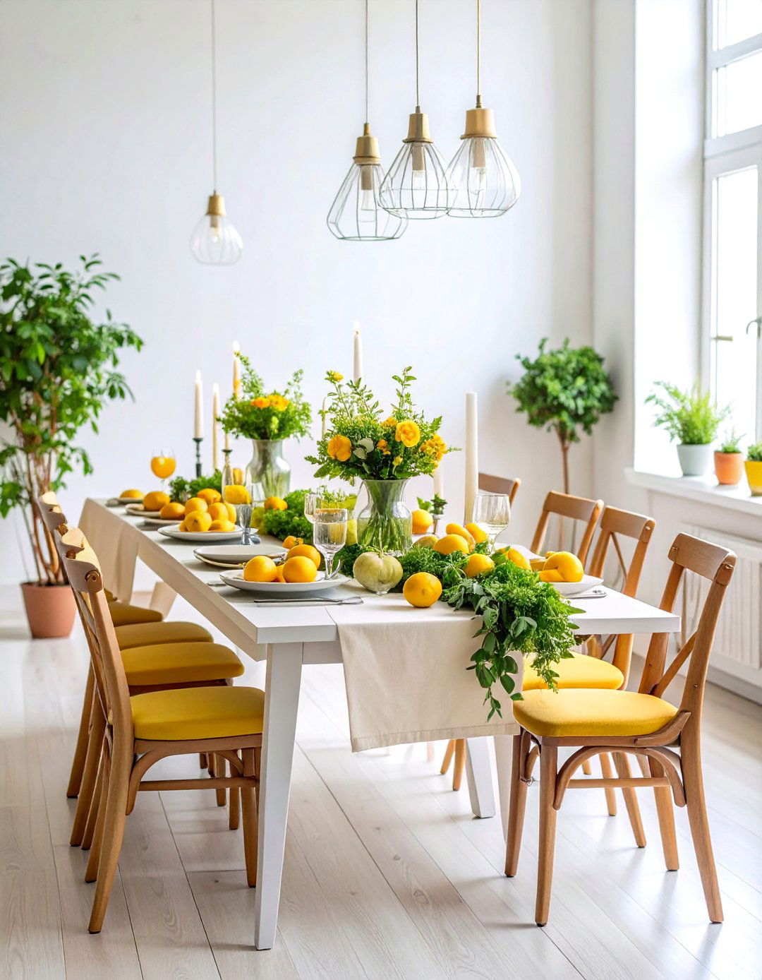 Fresh Citrus and Greenery Runner - 25 Thanksgiving Centerpiece Ideas