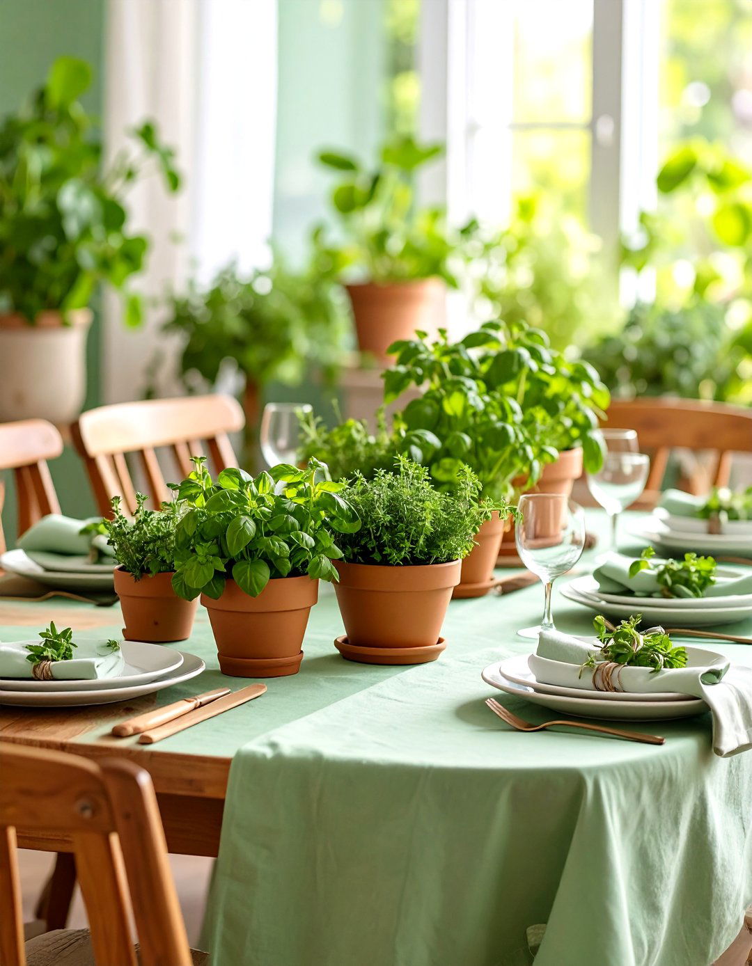 Fresh Herb Garden Tablescape - 25 thanksgiving table decor ideas