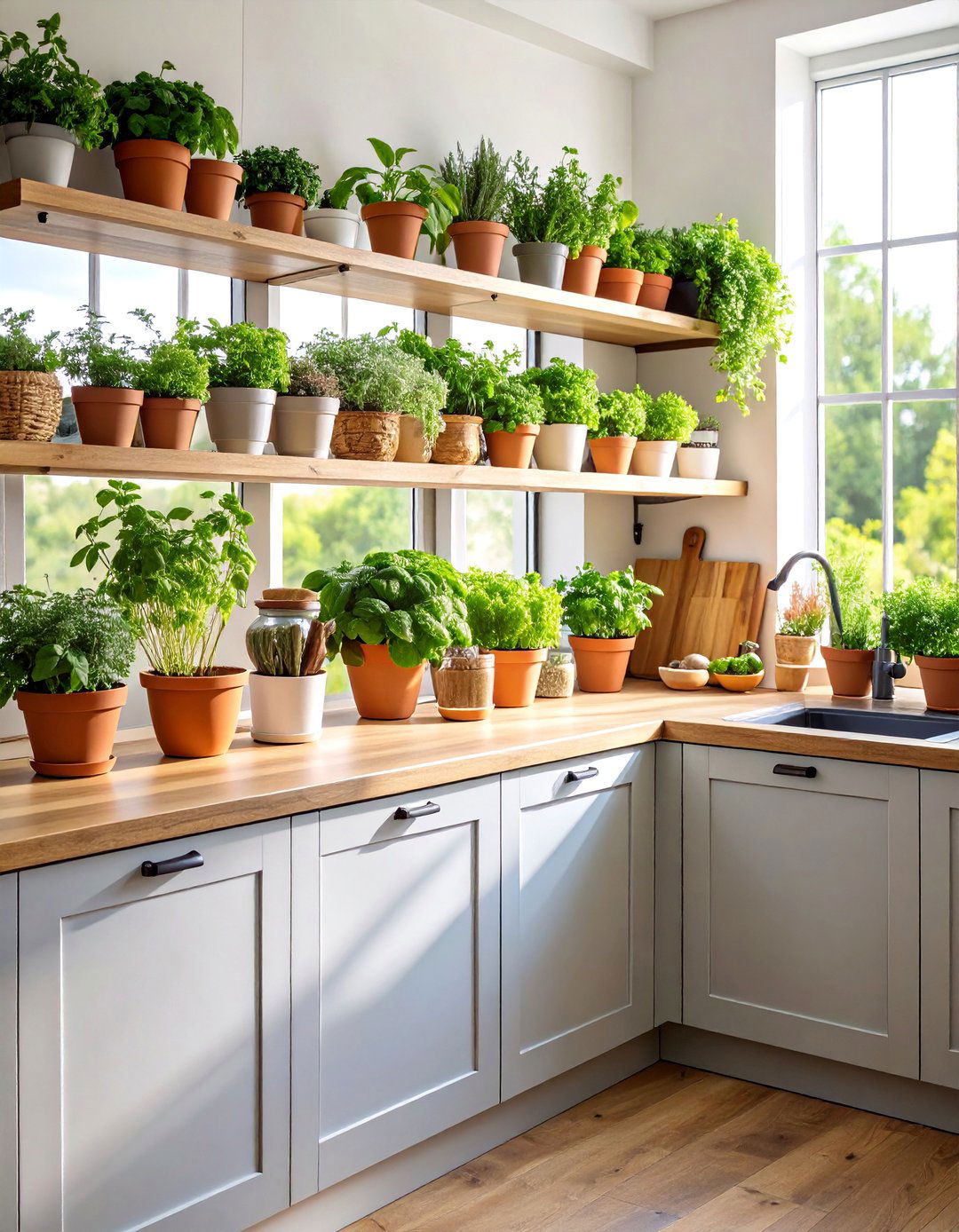 Fresh Herb Kitchen Garden Display - 25 Spring Decor Ideas