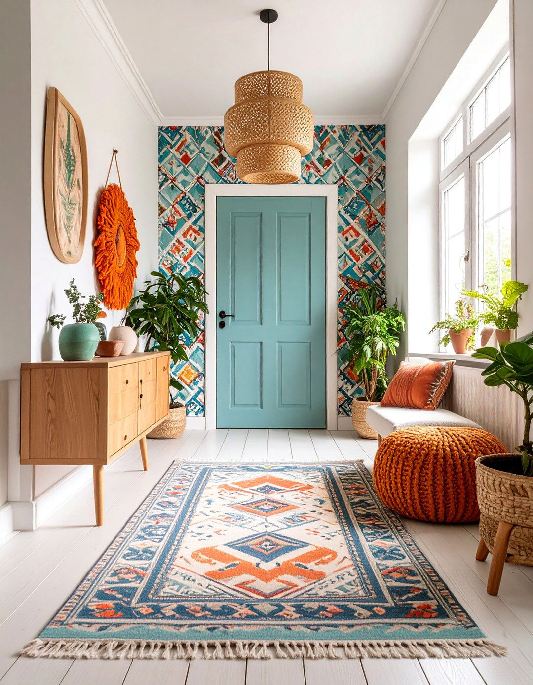 Fresh Scandinavian Hallway Wallpaper with Nordic Folk Patterns - 25 Hallway Wallpaper Ideas