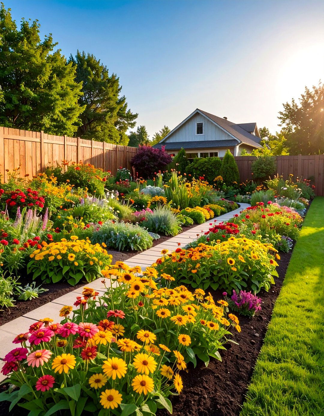 Front Yard Flower Bed with Cutting Garden Varieties - 25 Front Yard Flower Bed Ideas