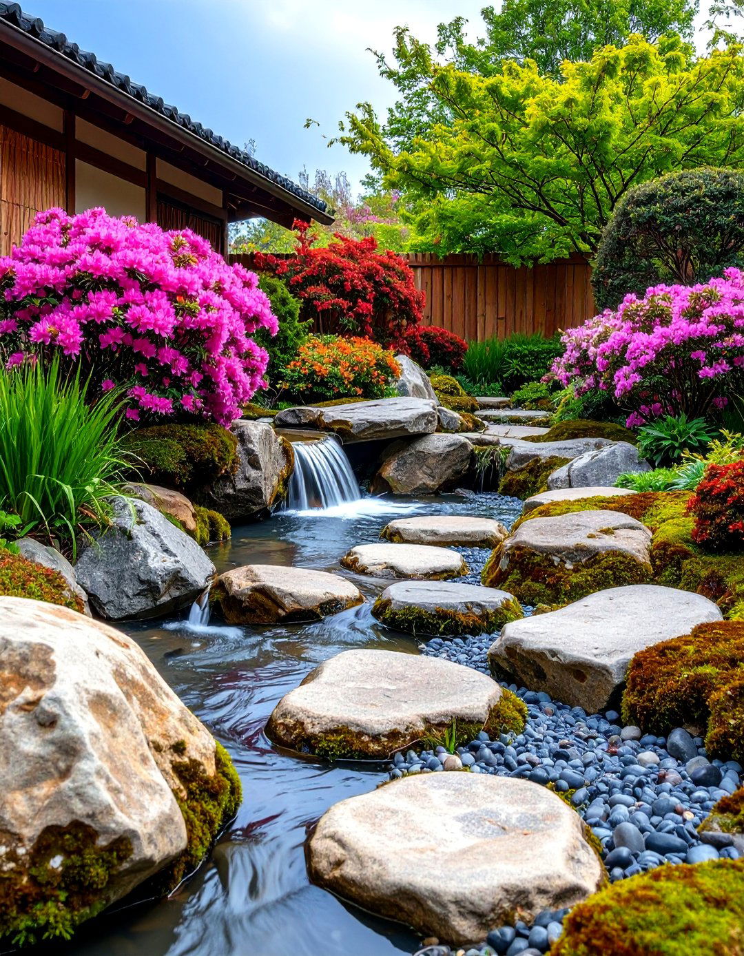 Front Yard Flower Bed with Japanese Zen Simplicity - 25 Front Yard Flower Bed Ideas