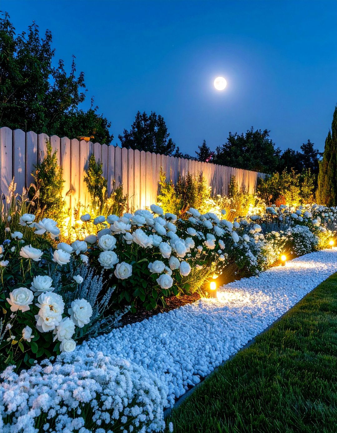 Front Yard Flower Bed with Moonlight Garden Whites - 25 Front Yard Flower Bed Ideas