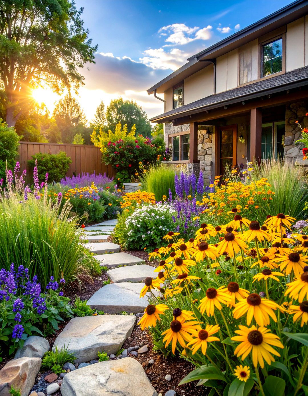 Front Yard Flower Bed with Native Prairie Wildflowers - 25 Front Yard Flower Bed Ideas