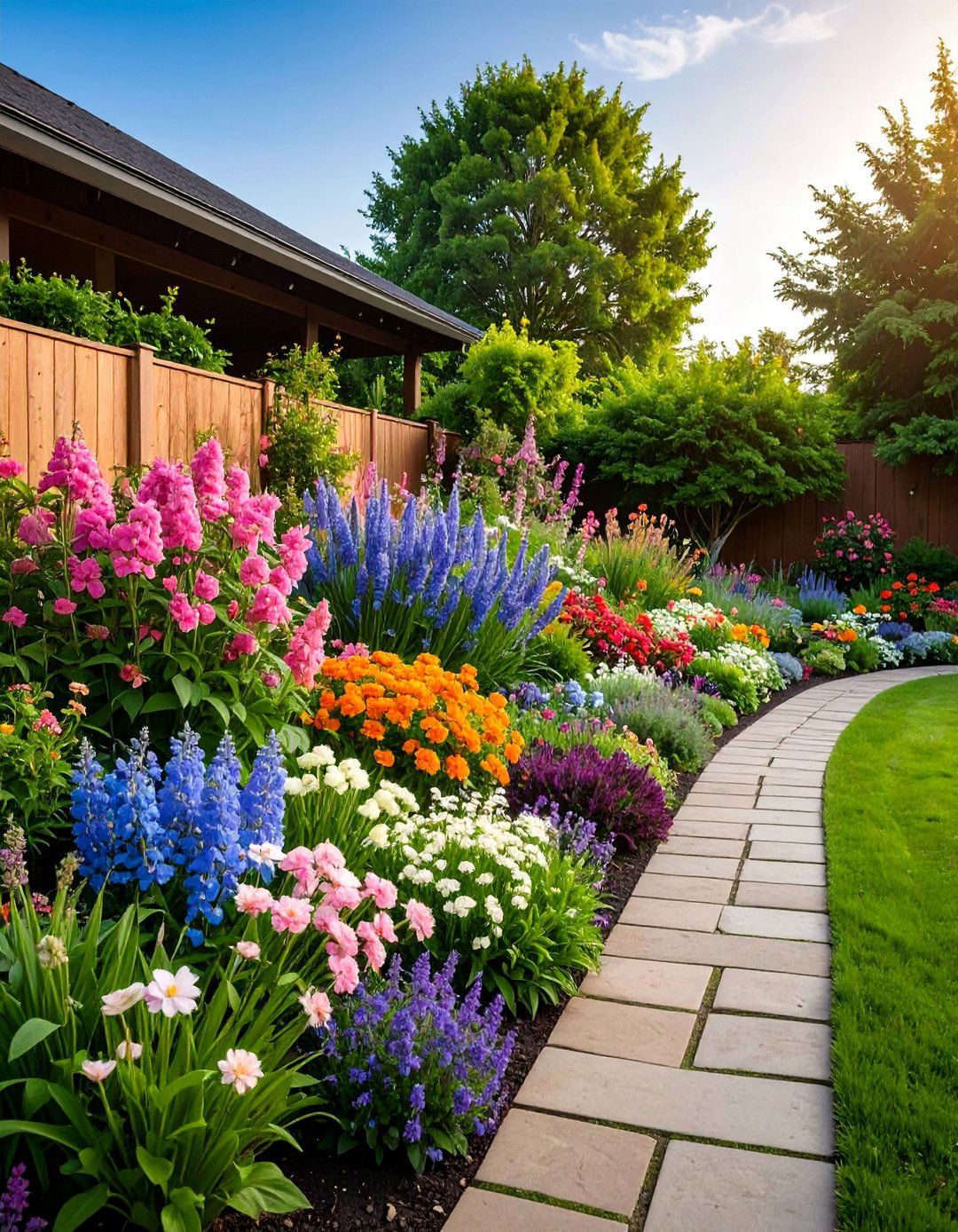 Front Yard Flower Bed with Perennial Border Layers - 25 Front Yard Flower Bed Ideas