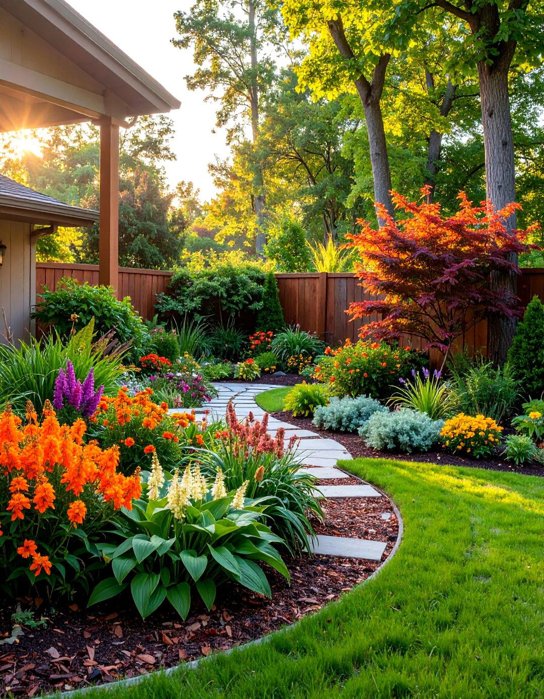 Front Yard Flower Bed with Shade Loving Perennials - 25 Front Yard Flower Bed Ideas