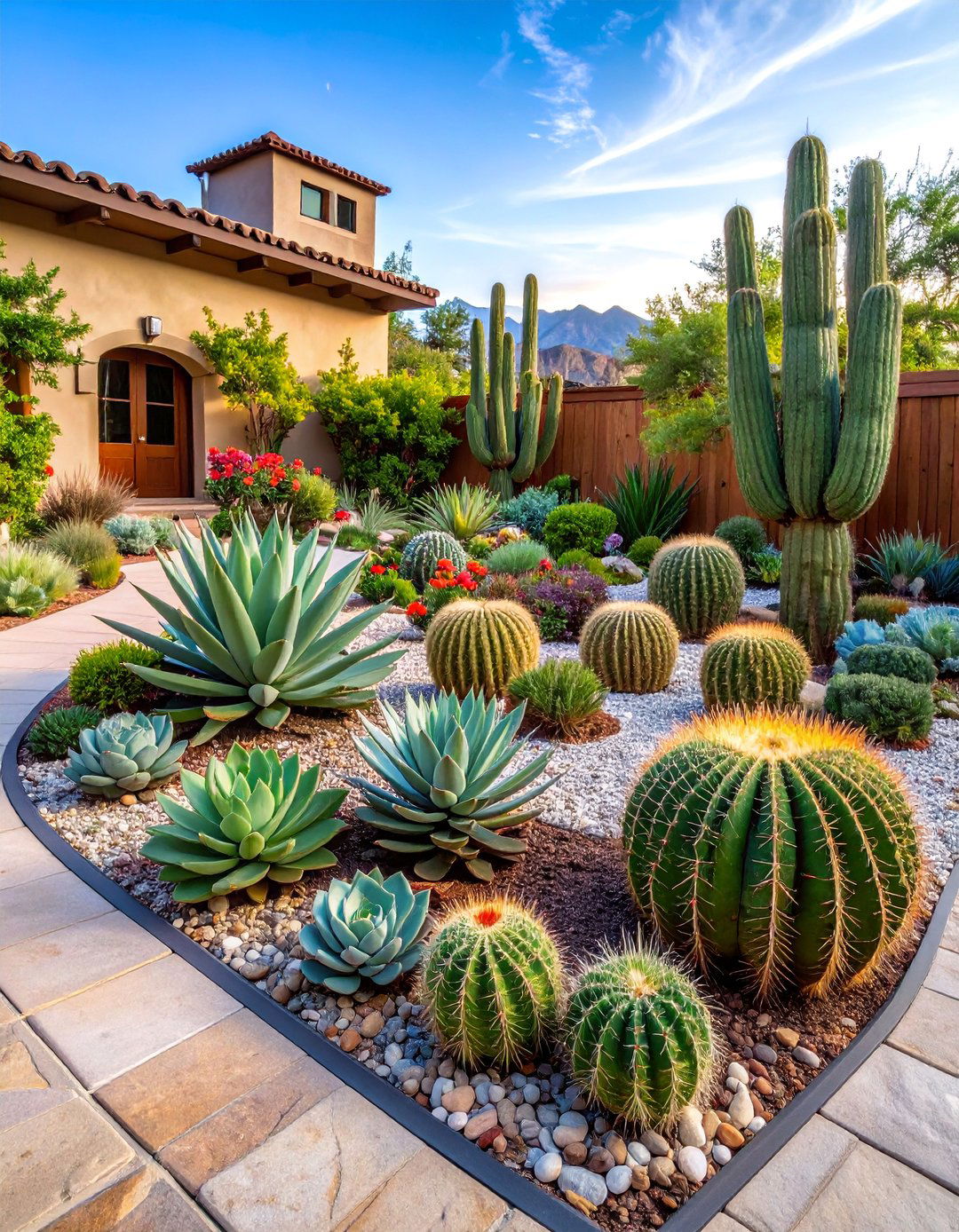 Front Yard Flower Bed with Succulent Desert Theme - 25 Front Yard Flower Bed Ideas