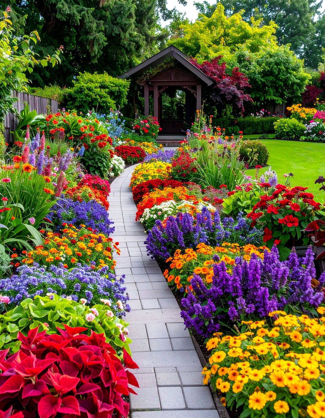 Front Yard Flower Bed with Victorian Carpet Bedding - 25 Front Yard Flower Bed Ideas