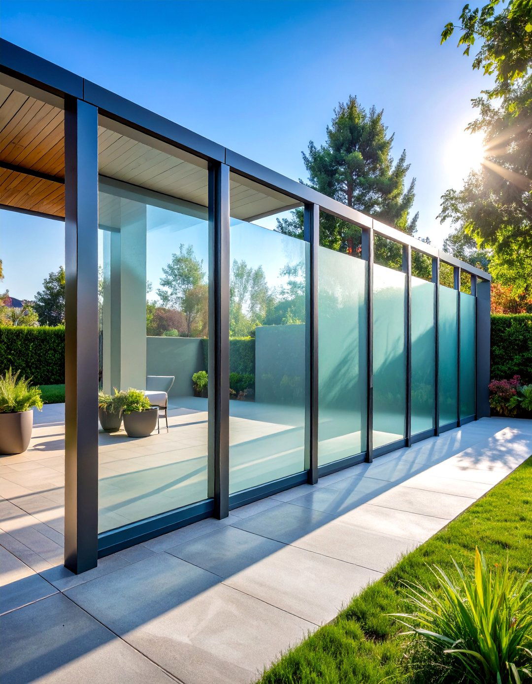Frosted Acrylic Panel Fence - 25 Privacy Fence Ideas