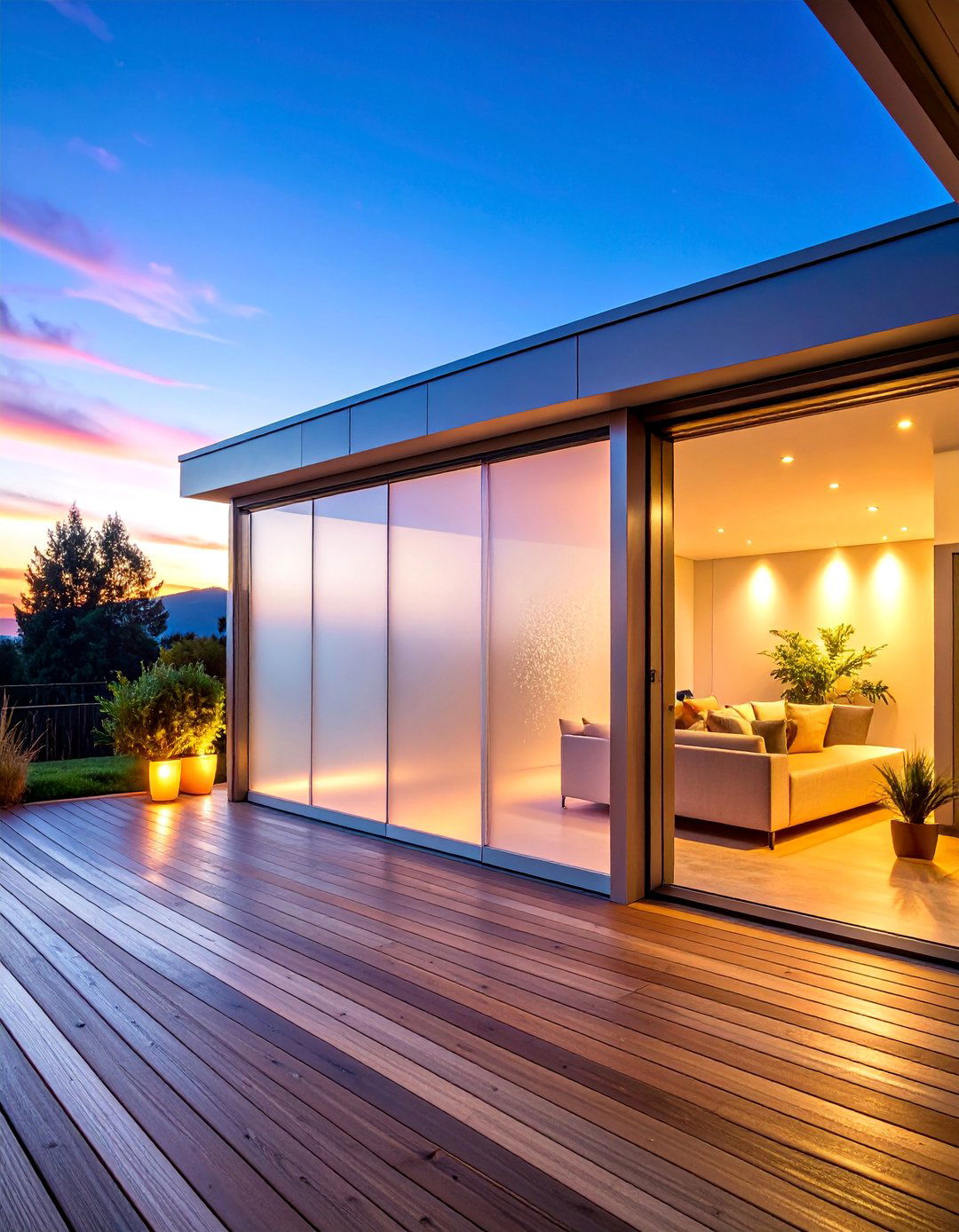 Frosted Acrylic Panel Screen - 25 Deck With Privacy Wall