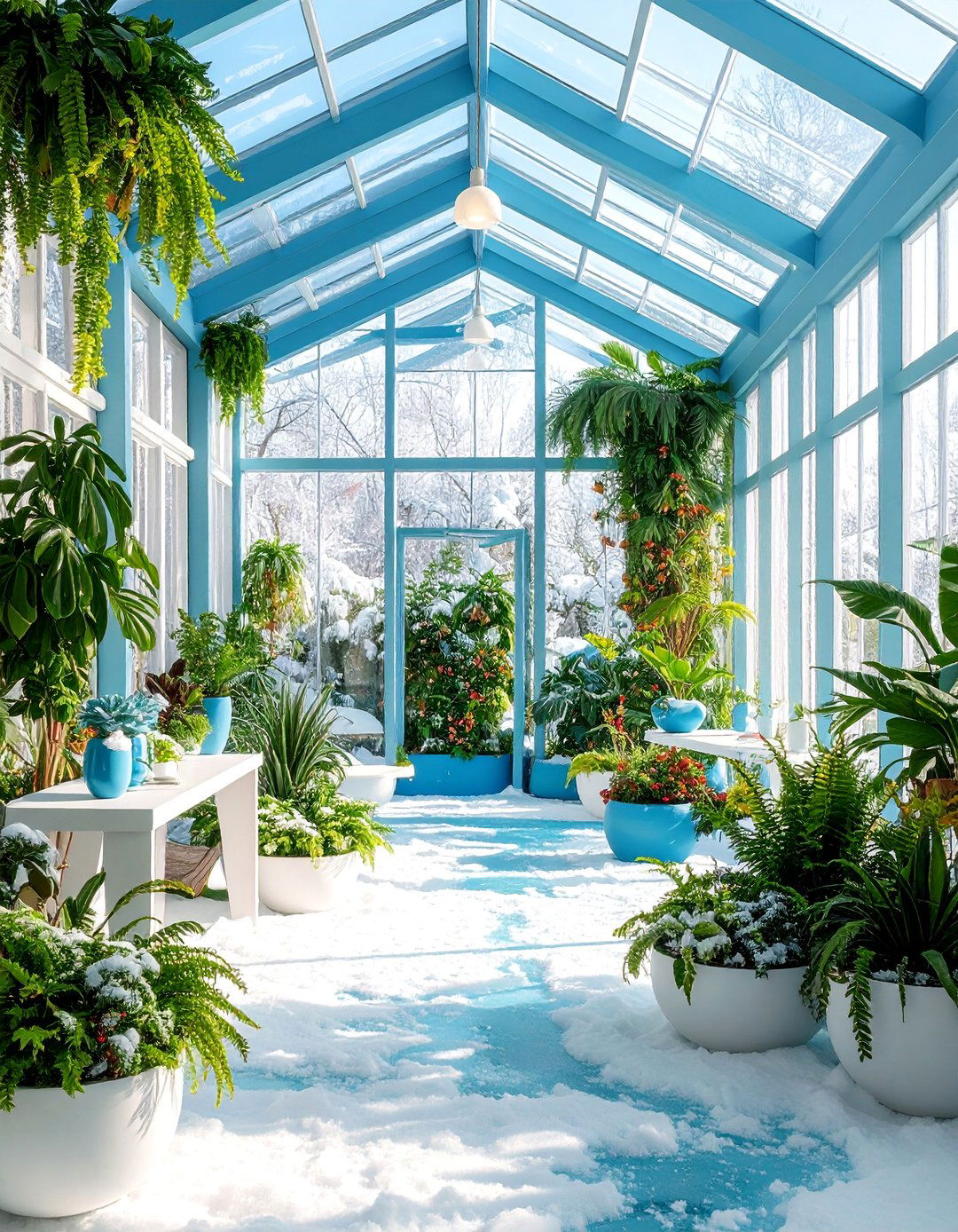 Frozen Garden Room with Winter Plants - 25 frozen room decor ideas
