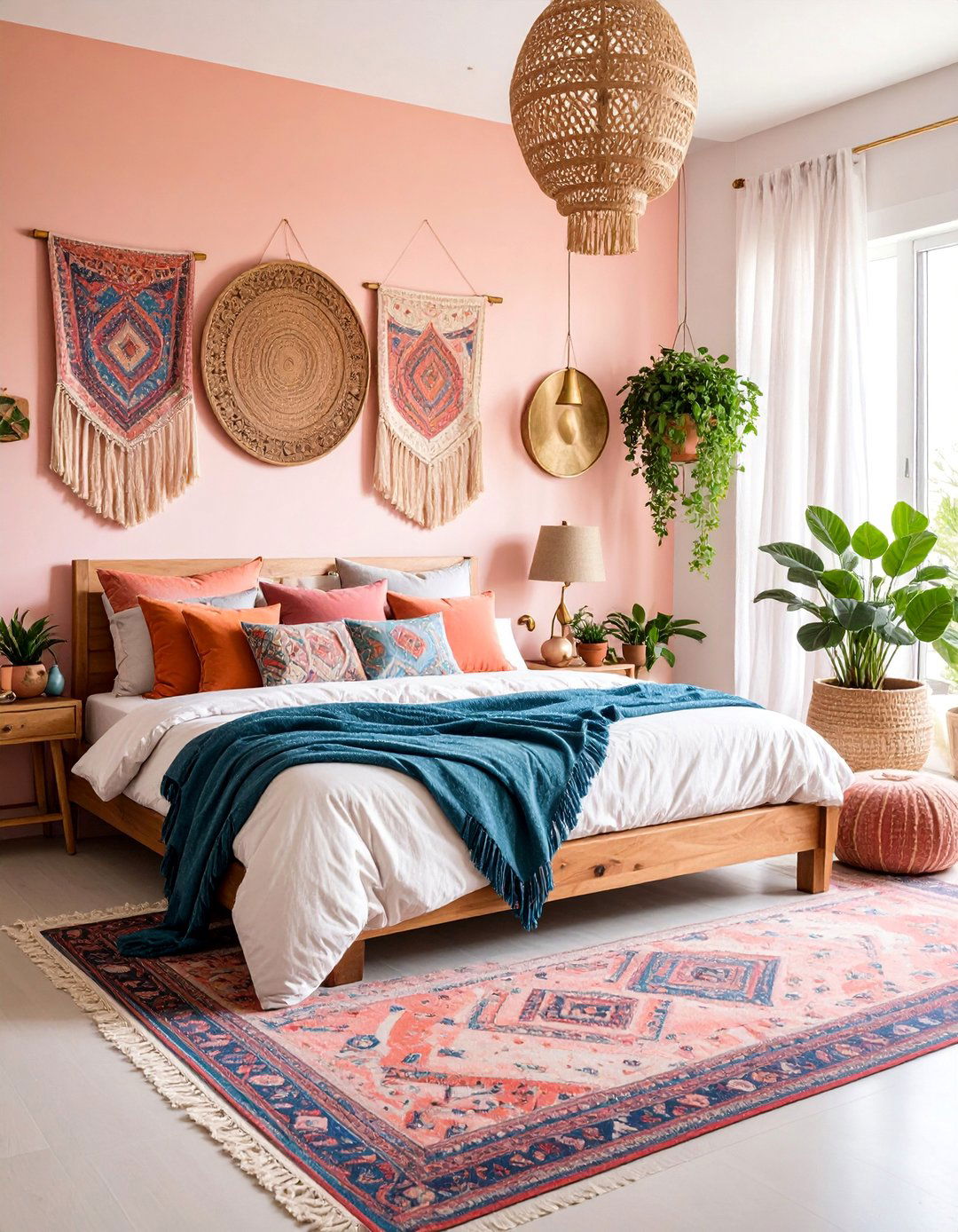 Fuchsia Maximalist Tapestry Bedroom - 25 Pink Boho Bedroom Ideas