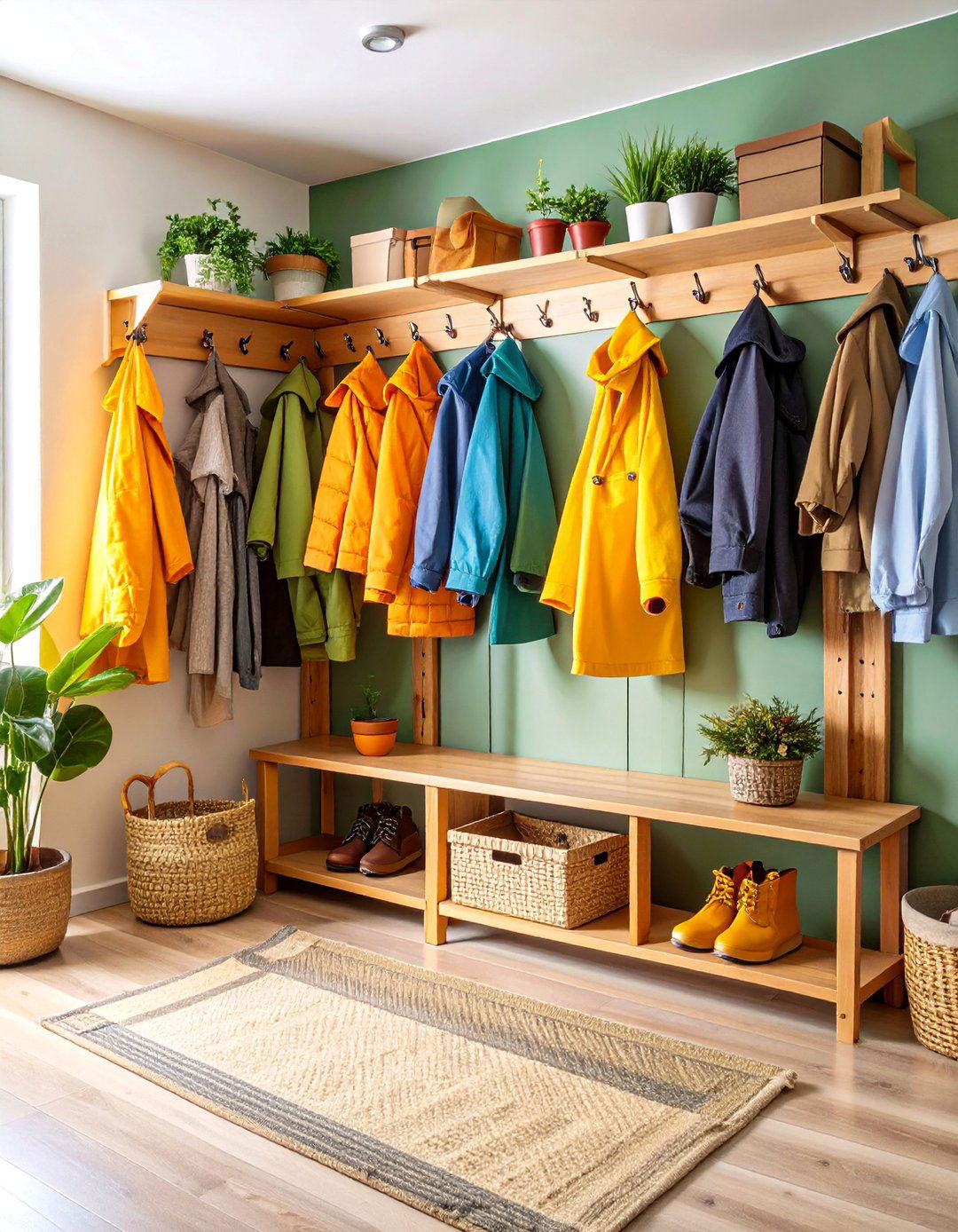Functional Mudroom Entry Wall - 25 Garage Wall Ideas
