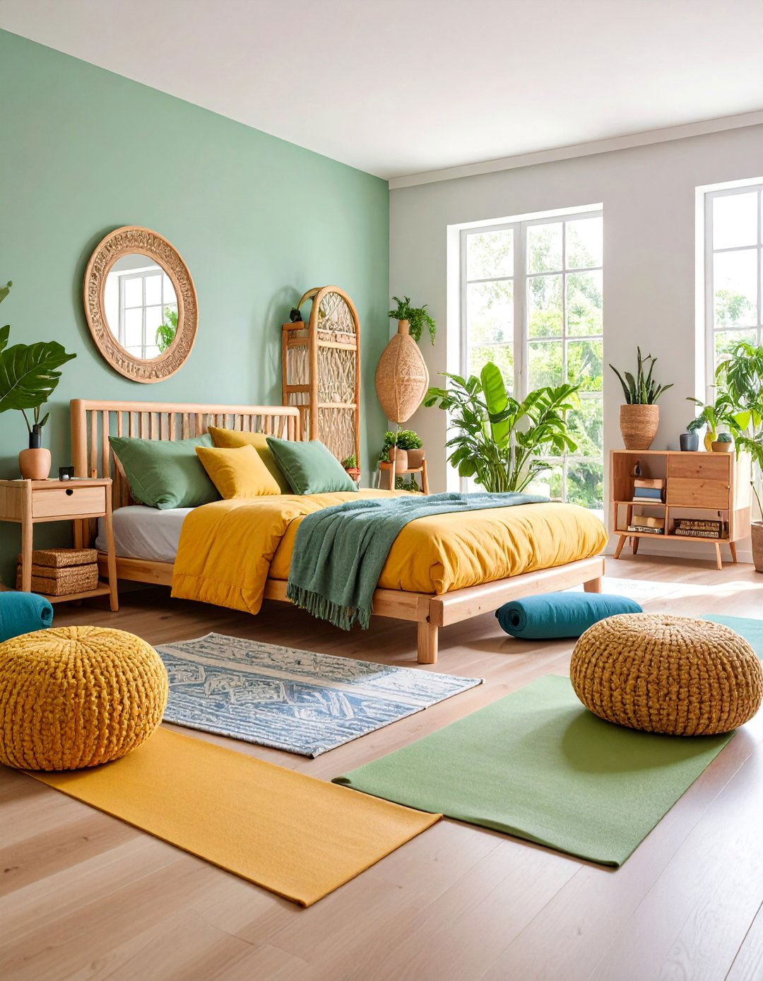 Futon Bedroom with Exercise Area and Wellness Focus - 25 Futon Bedroom Ideas