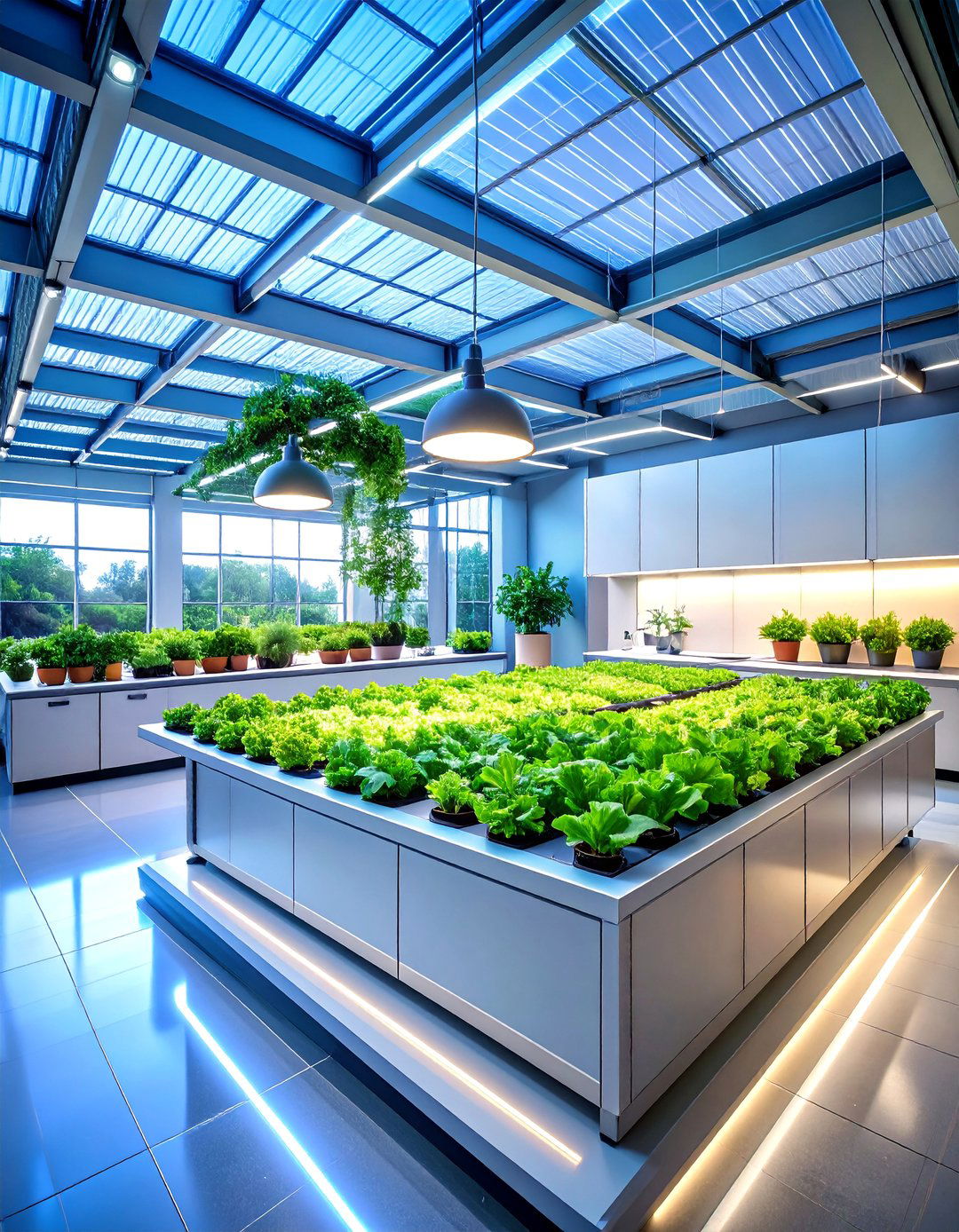 Futuristic Greenhouse Kitchen with Smart Technology Integration - 25 Greenhouse Kitchen Design Ideas
