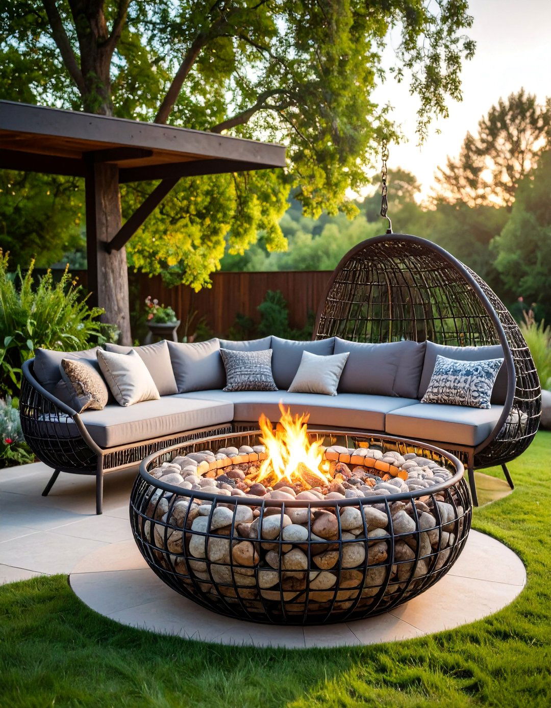 Gabion Cage Fire Pit with Modern Rustic Appeal - 25 Rustic Fire Pit Ideas