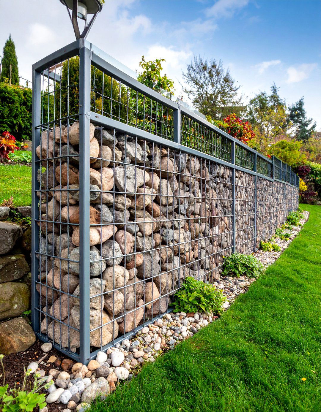 Gabion Retaining Wall with Wire Mesh and Rock Fill - 25 Inexpensive Retaining Wall Ideas