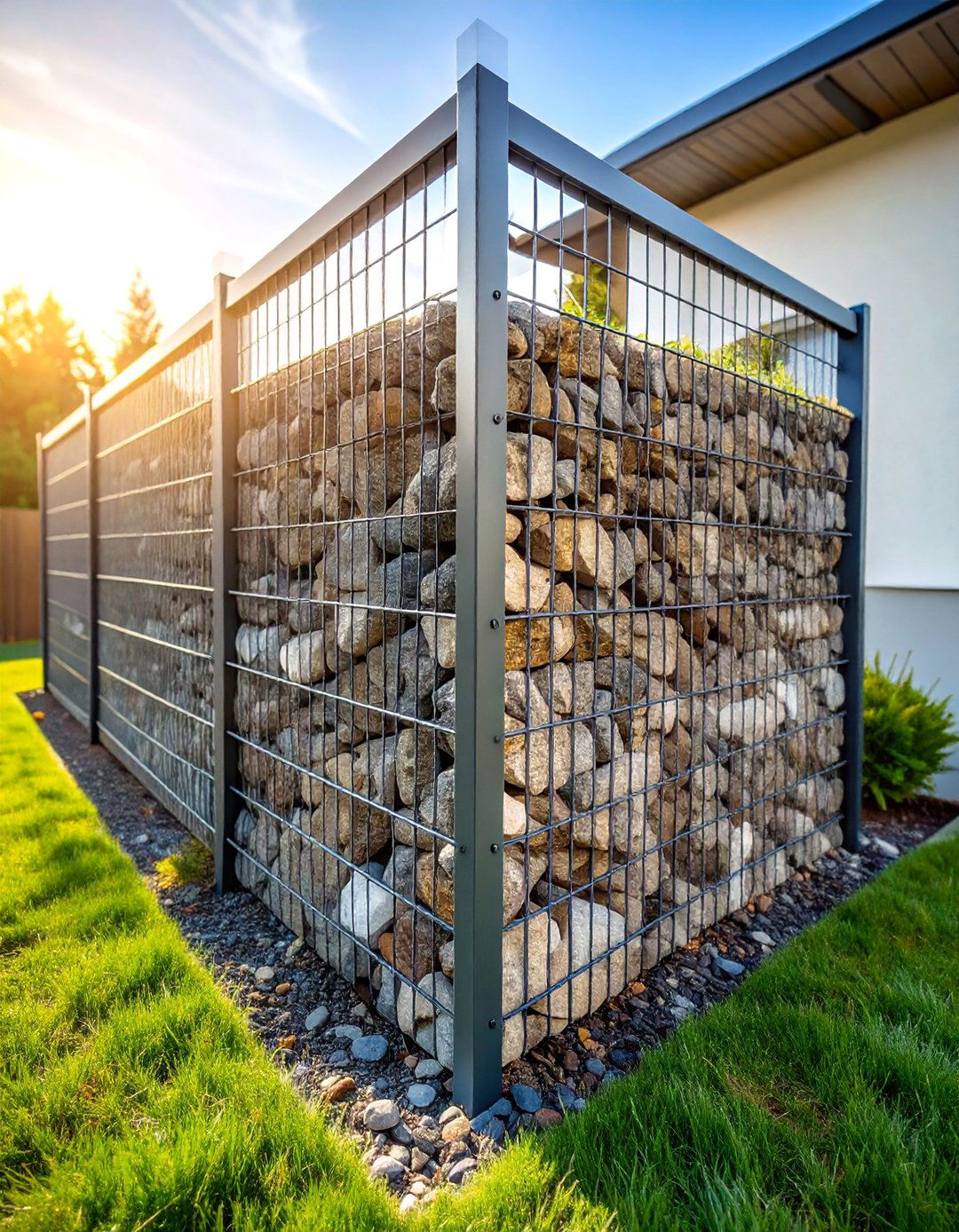 Gabion Wall Corner Fence Design - 25 Corner Fence Ideas