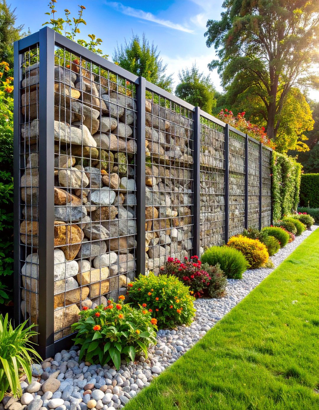 Gabion Wall Screening - 25 Garden Screening Ideas