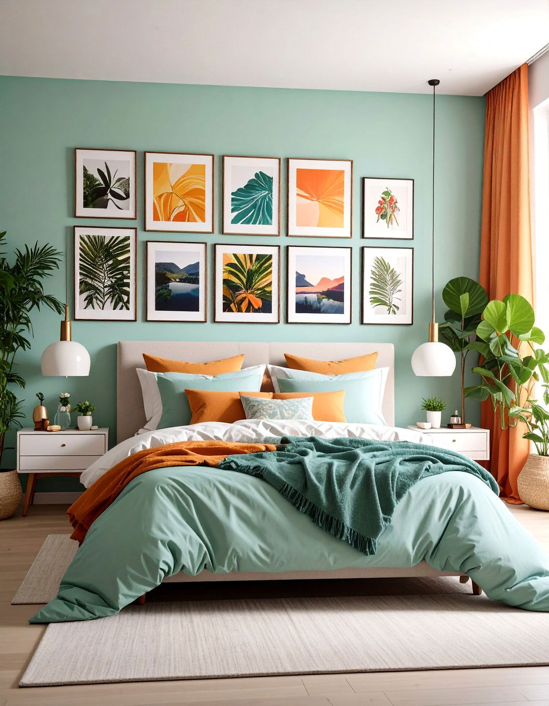 Gallery Wall Bedroom with Curated Art Collection - 25 Modern Bedroom Ideas
