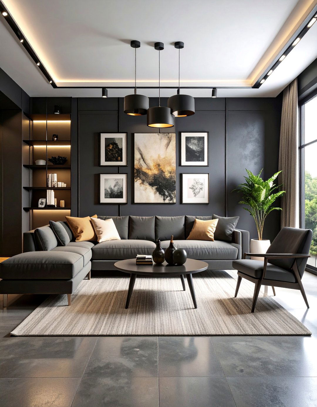 Gallery Wall Black Beige Living Room - 25 Black and Beige Living Room Ideas