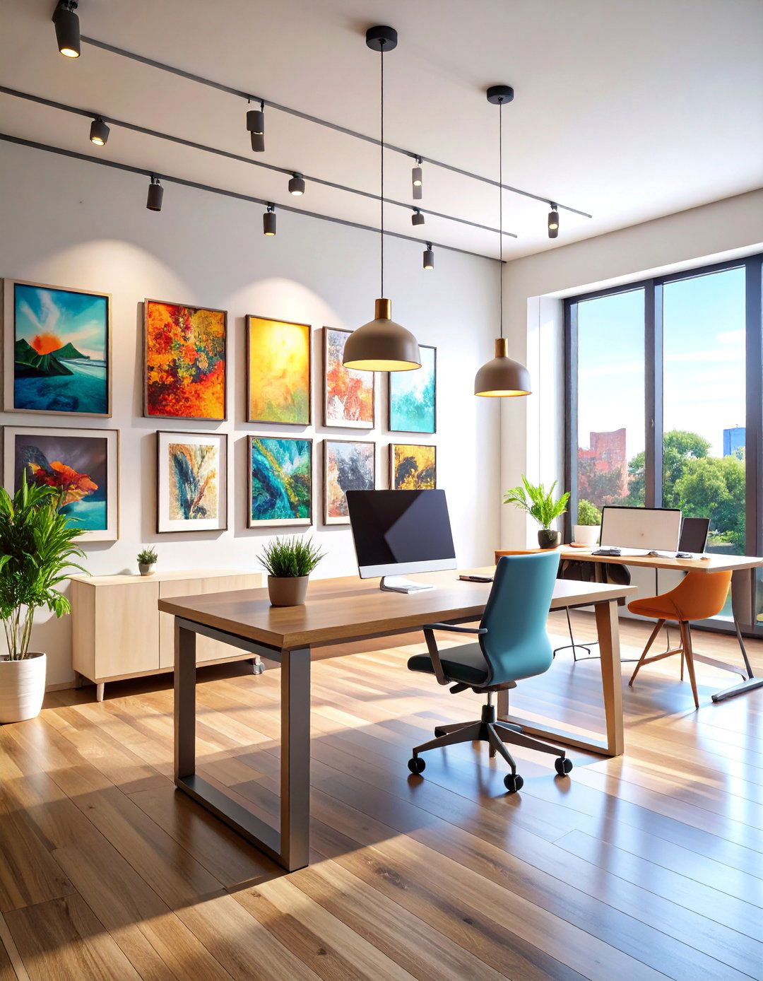Gallery Wall Desk with Artistic Inspiration - 25 Desk Decor Ideas