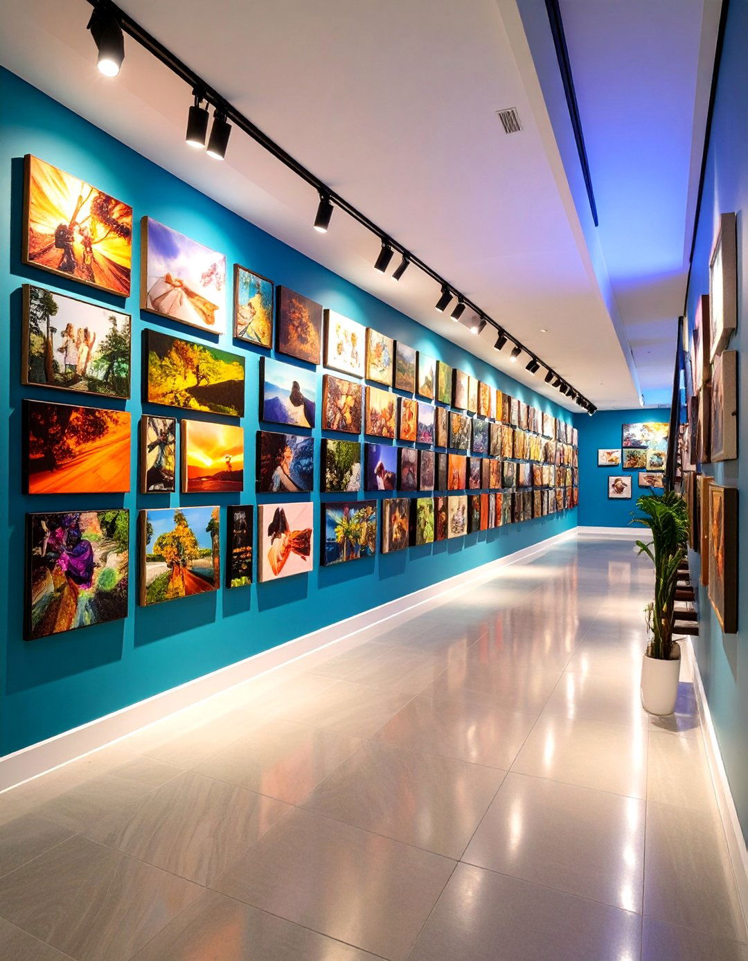 Gallery Wall Landing with Mixed Artwork - 25 Stair Landing Ideas