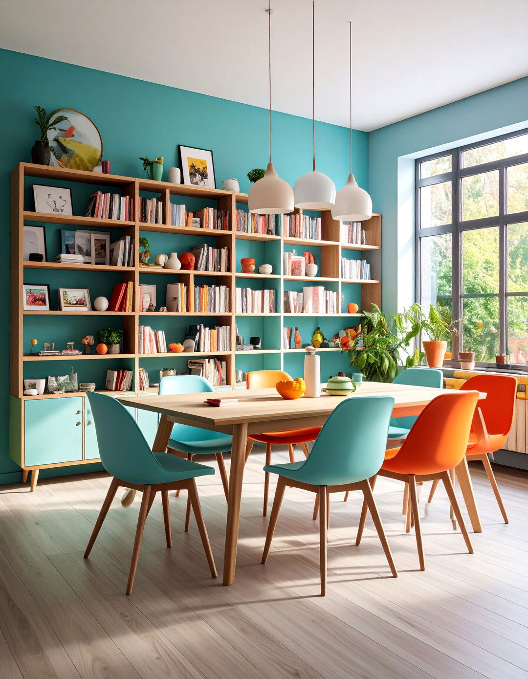 Gallery Wall Library with Statement Dining Furniture - 25 Library Dining Room Combo Ideas