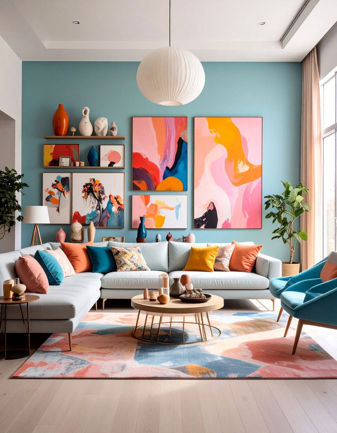 Gallery Wall Living Room with Curated Art - 25 Living Room Design Ideas
