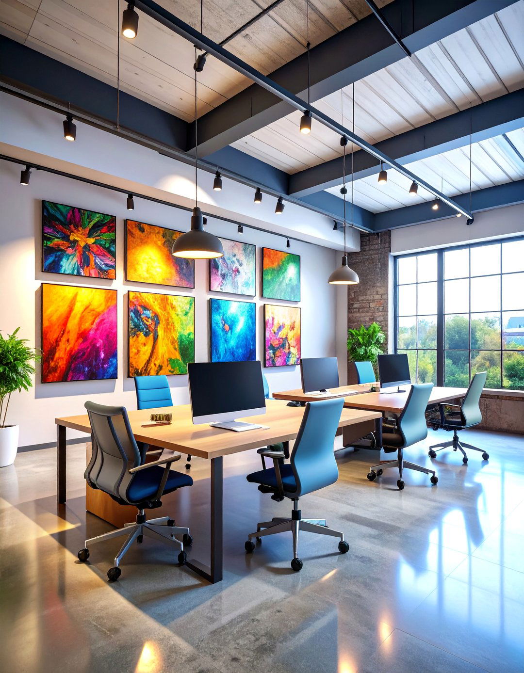 Gallery Wall Loft Office with Artistic Inspiration - 25 Loft Office Ideas