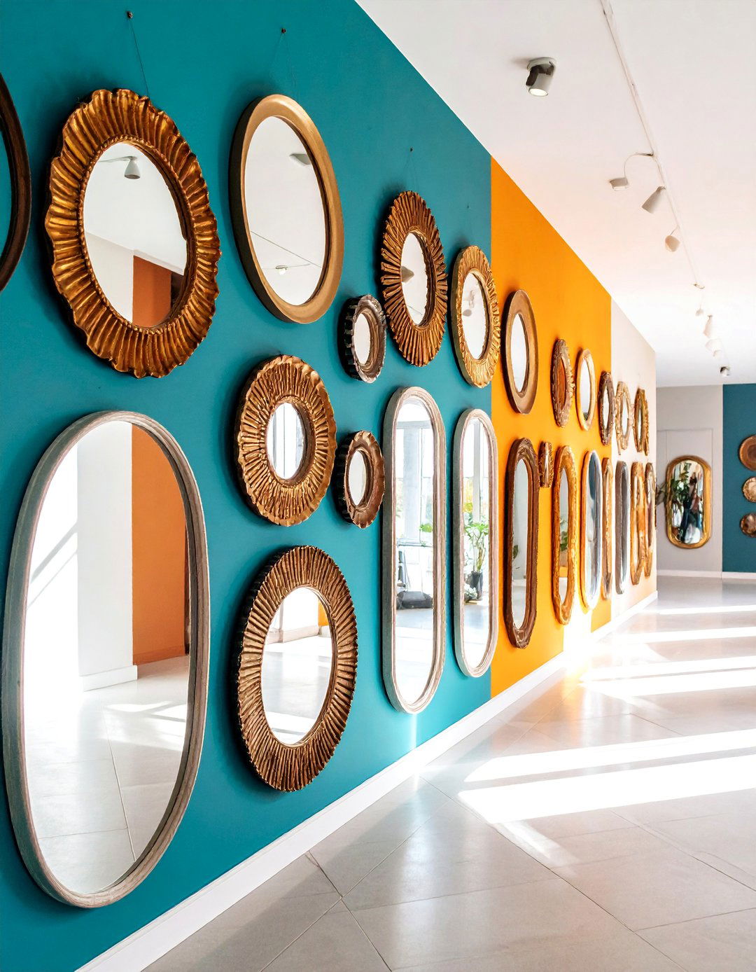 Gallery Wall Mirror Collection with Mixed Sizes - 25 hallway mirror ideas