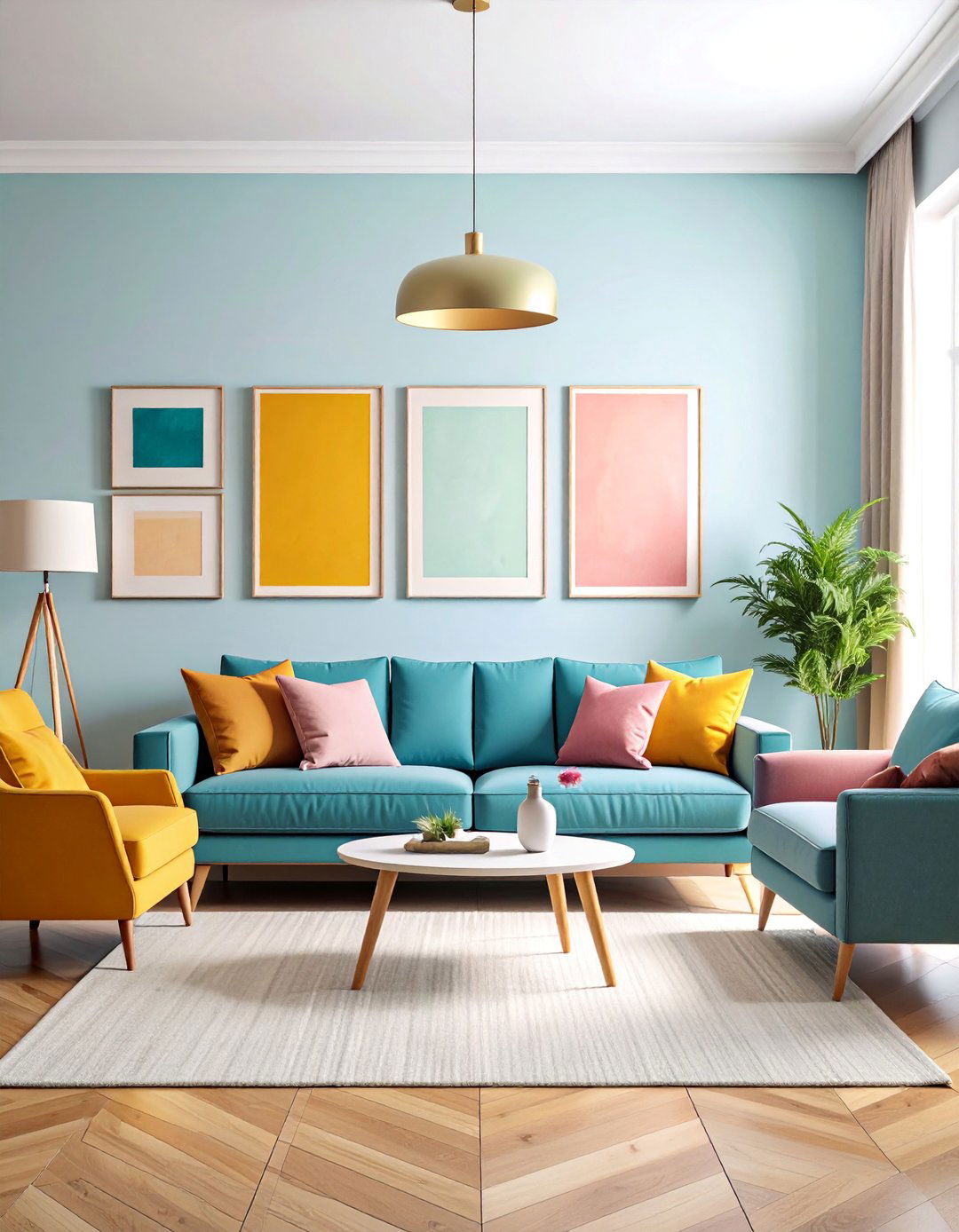 Gallery Wall Symmetrical Art Display - 25 Symmetrical Living Room Ideas