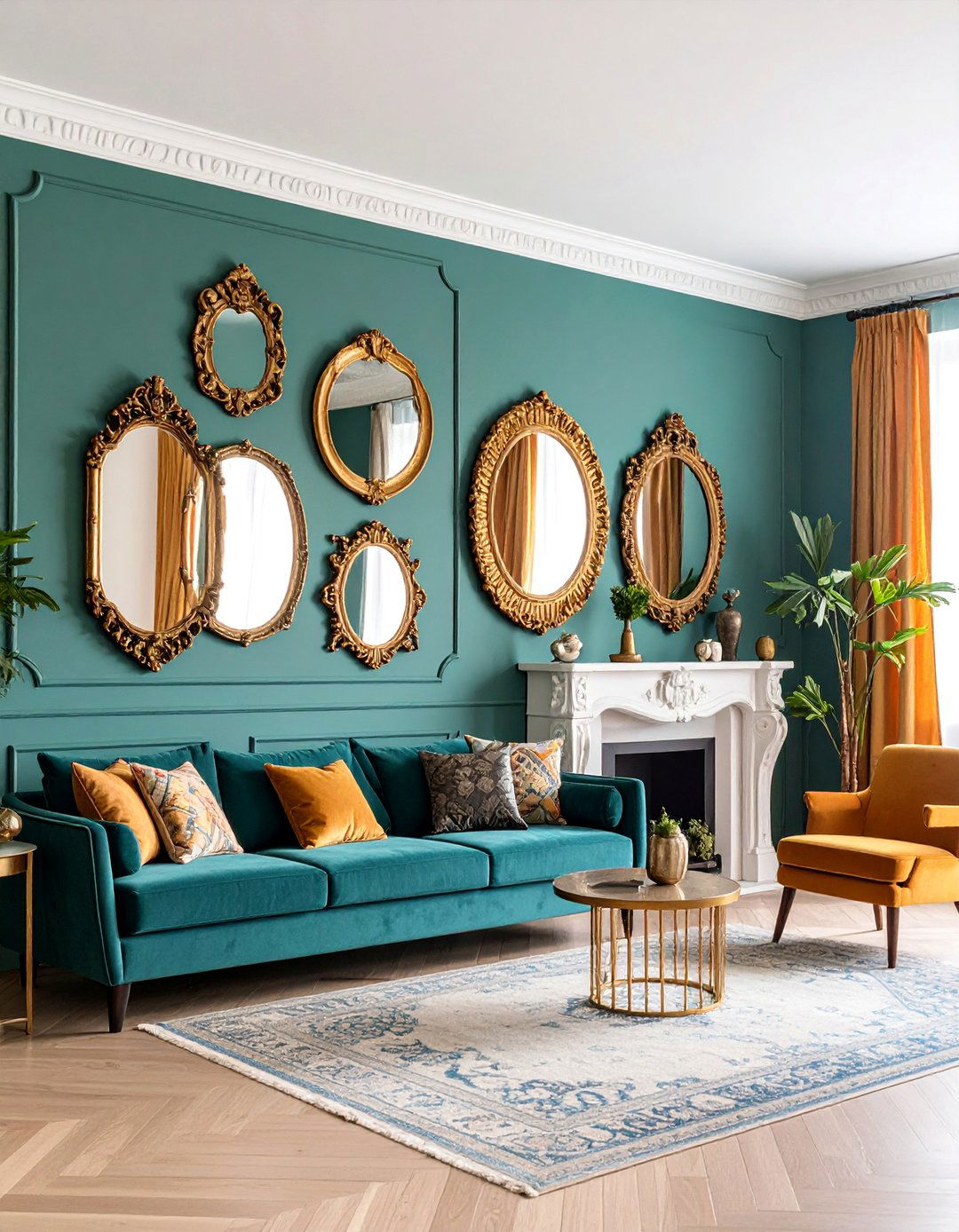 Gallery Wall of Vintage Mirrors in Mixed Frames - 25 Mirror Over Fireplace Ideas