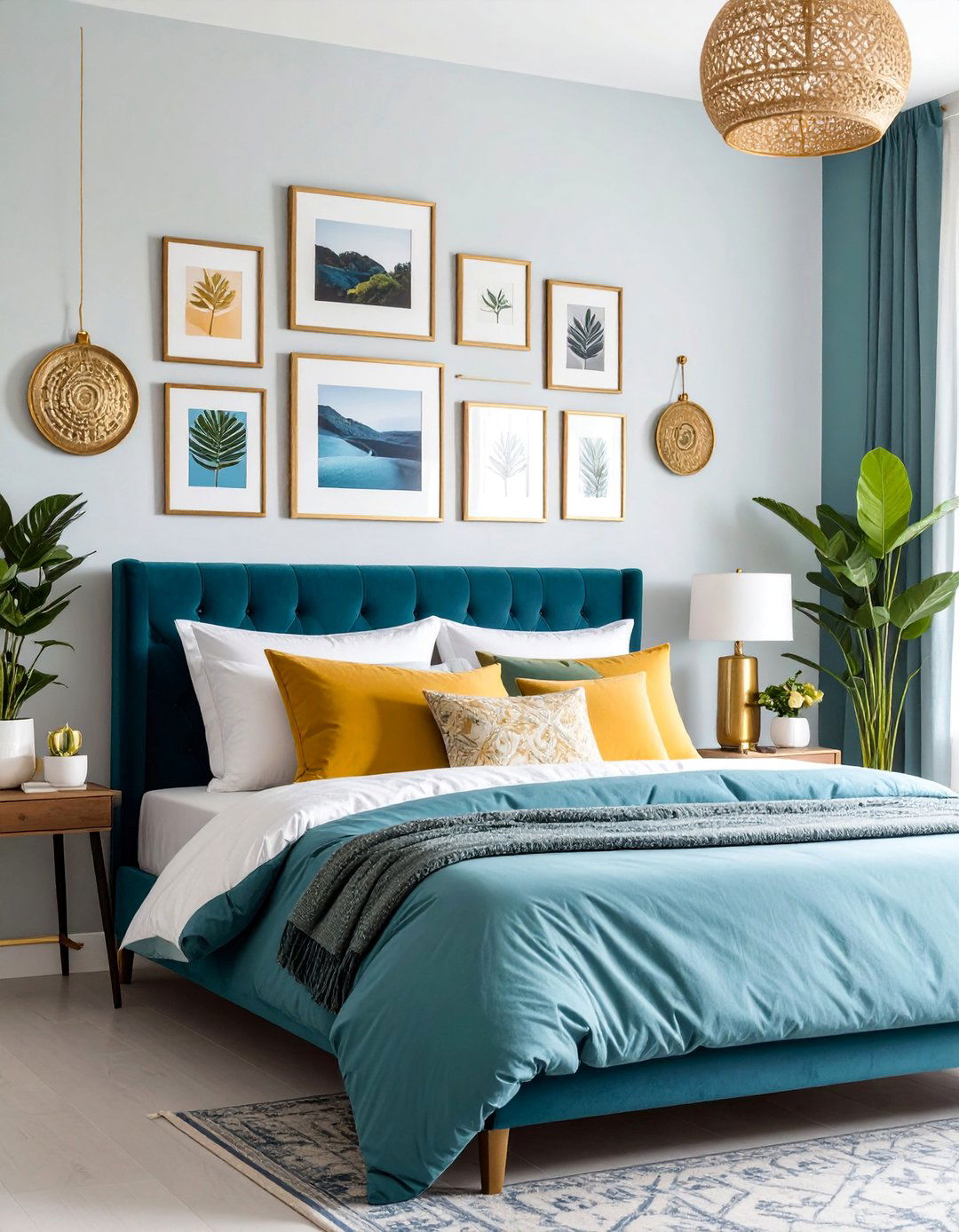 Gallery Wall with Mixed Frame Styles - 25 Bedroom Wall Decor Ideas