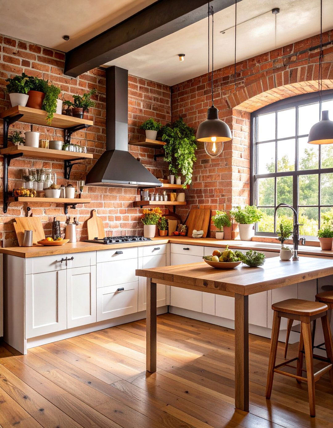 Galley Kitchen with Exposed Brick Walls - 25 Galley Kitchen Ideas