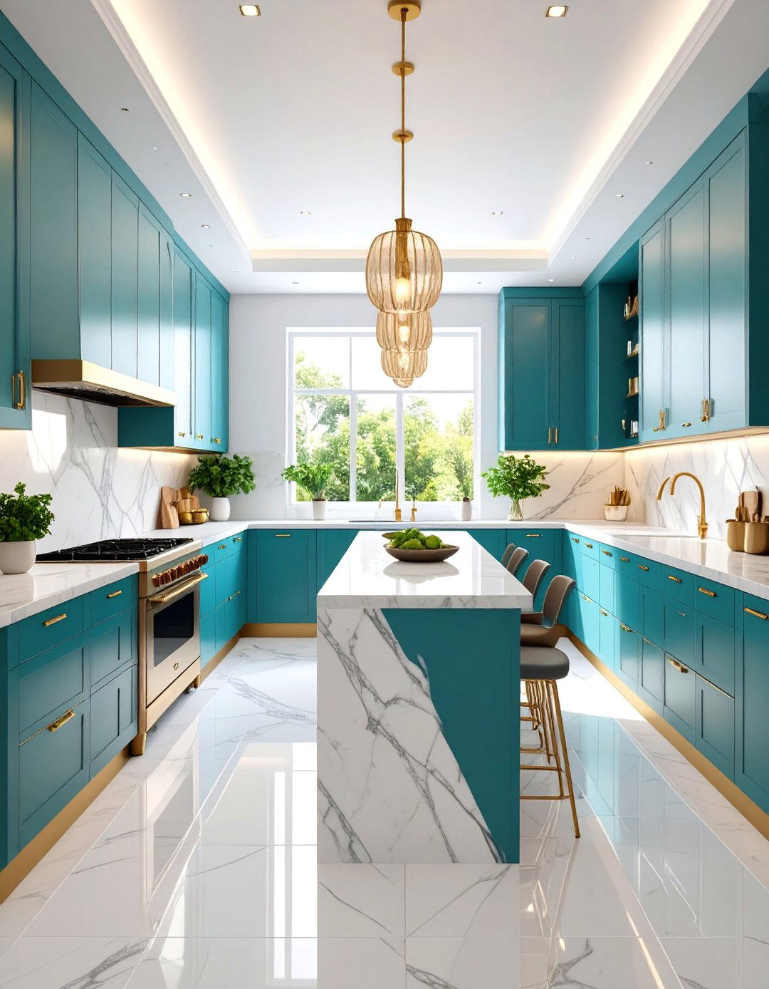 Galley Kitchen with Statement Marble Features - 25 Kitchen Design Ideas