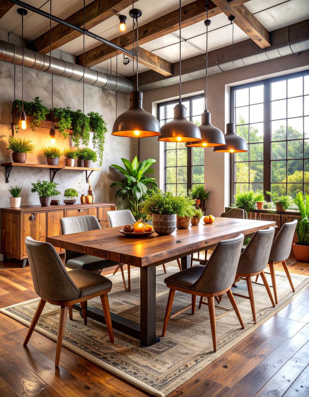 Galvanized Metal Accents with Industrial Touches - 25 Modern Farmhouse Dining Room Ideas