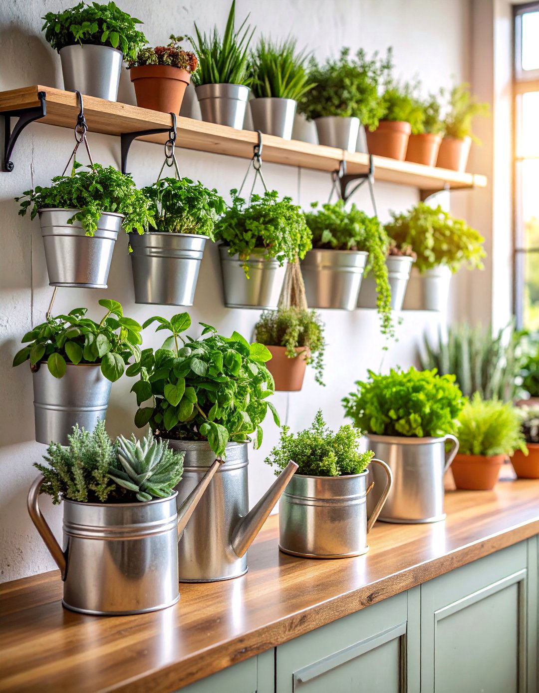 Galvanized Metal Wall Planters Garden - 25 Farmhouse Wall Decor Ideas