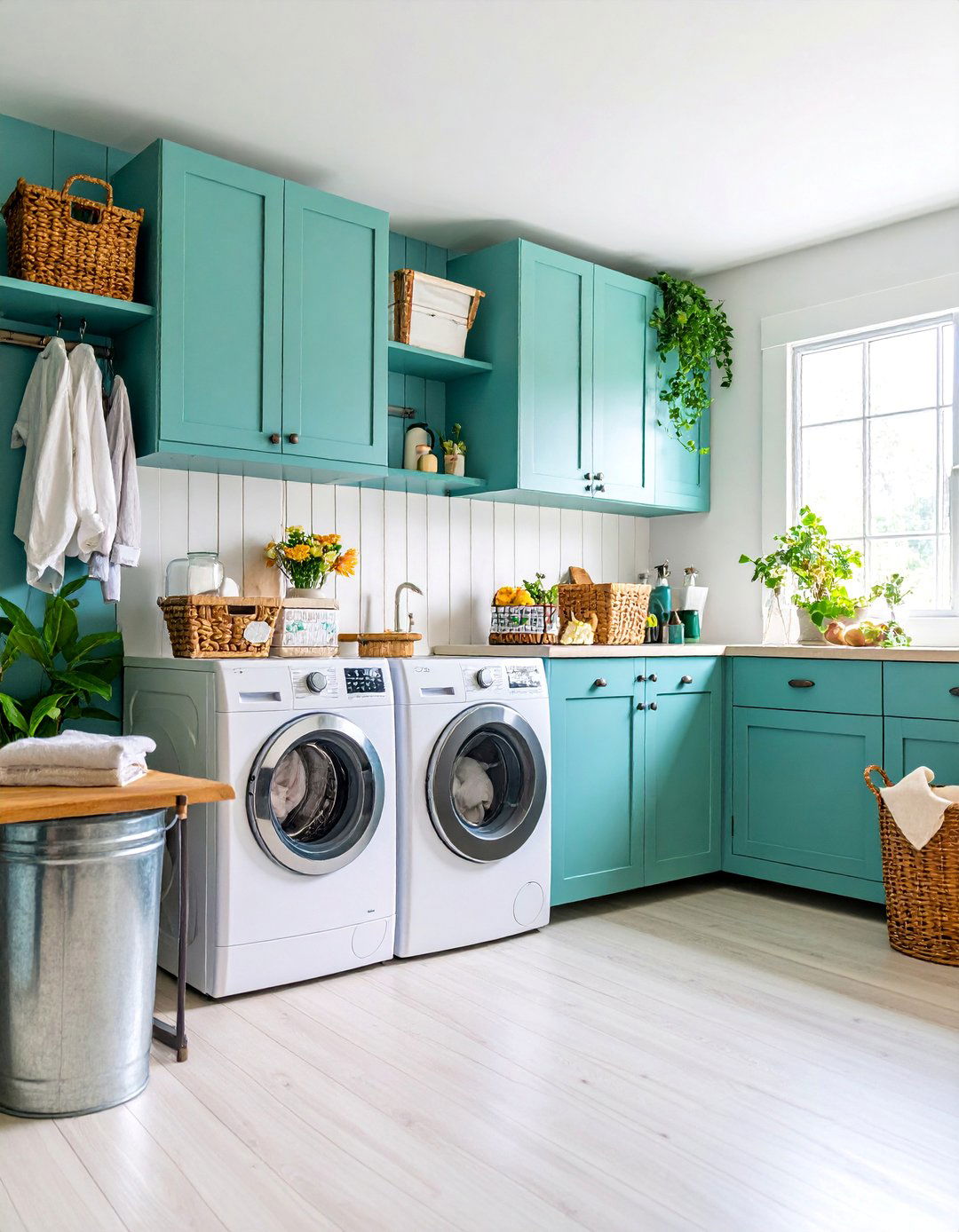 Galvanized Metal and Mason Jar Storage Laundry Room - 25 Rustic Laundry Room Ideas