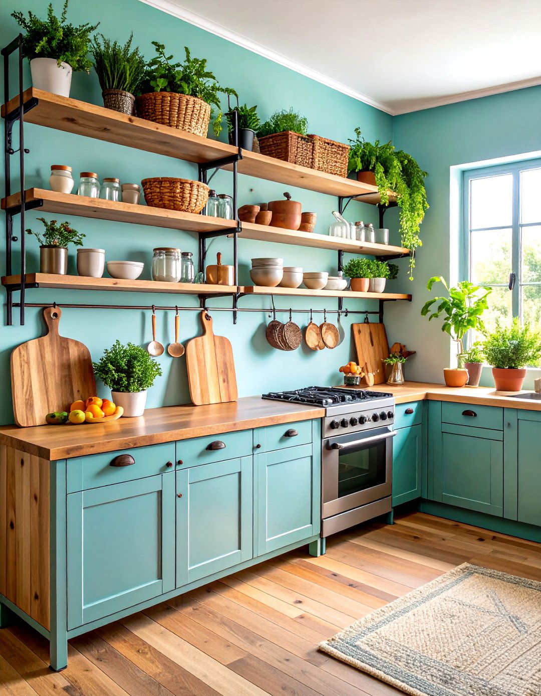 Galvanized Steel Farm Style Shelving - 25 Open Shelving Kitchen Ideas