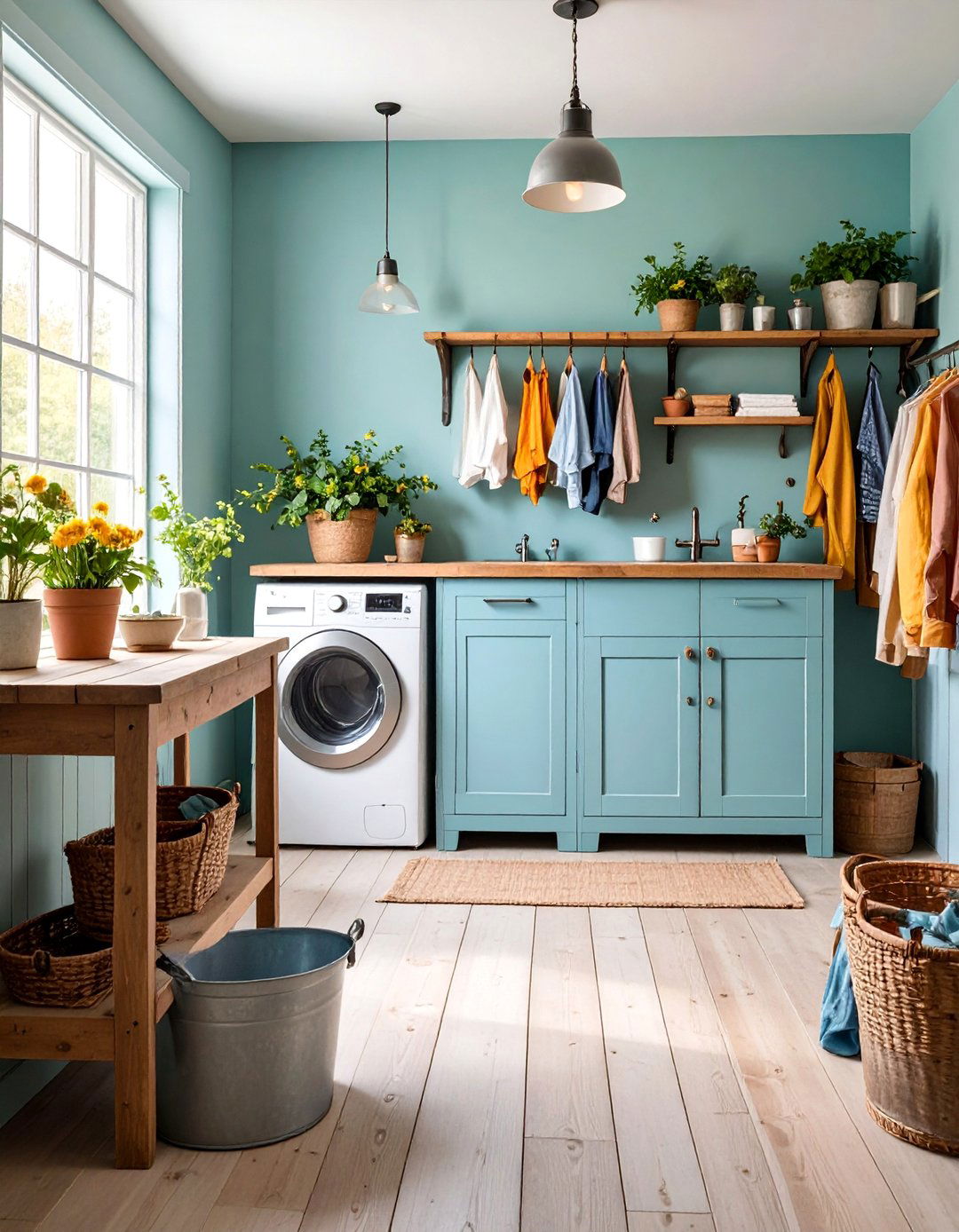 Galvanized Tub Wash Station Laundry Room - 25 Rustic Laundry Room Ideas