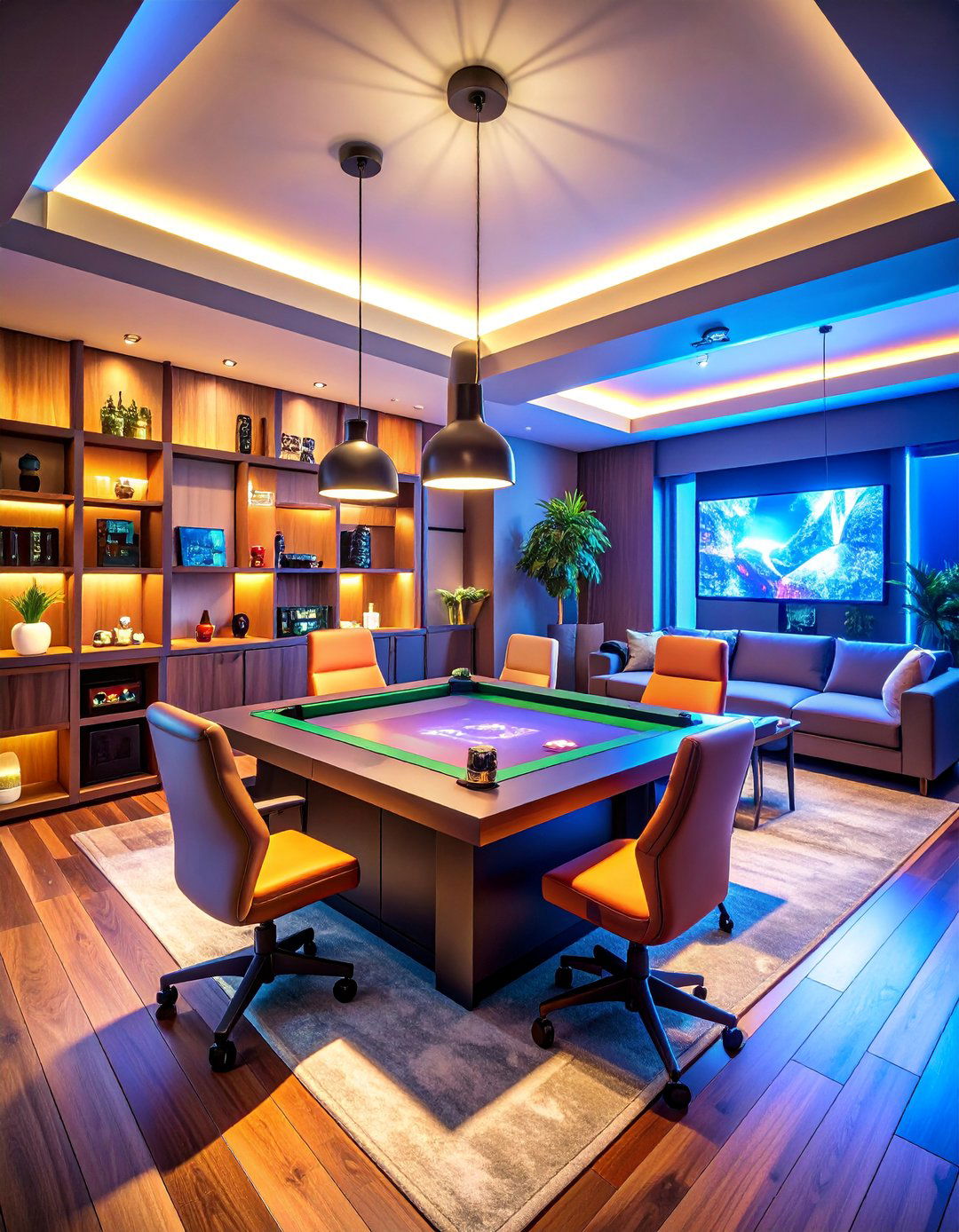 Game Table Living Room with Entertainment Focus - 25 Living Room Design Ideas