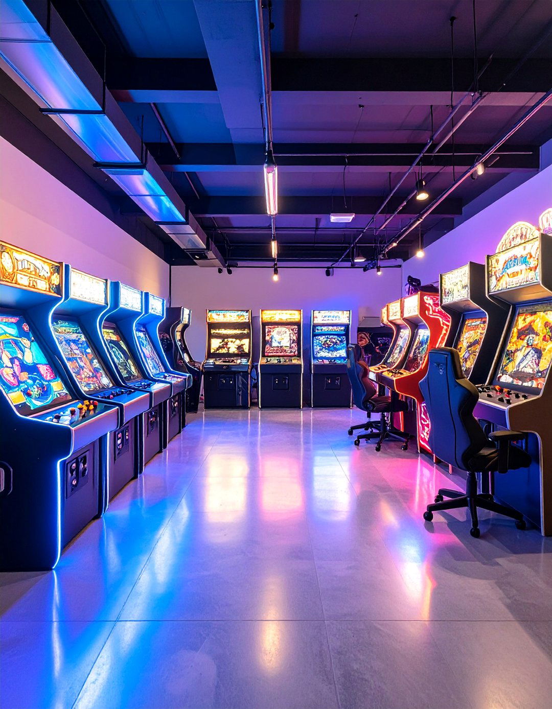 Gaming Arcade Man Cave with Retro Machines - 25 Man Cave Ideas