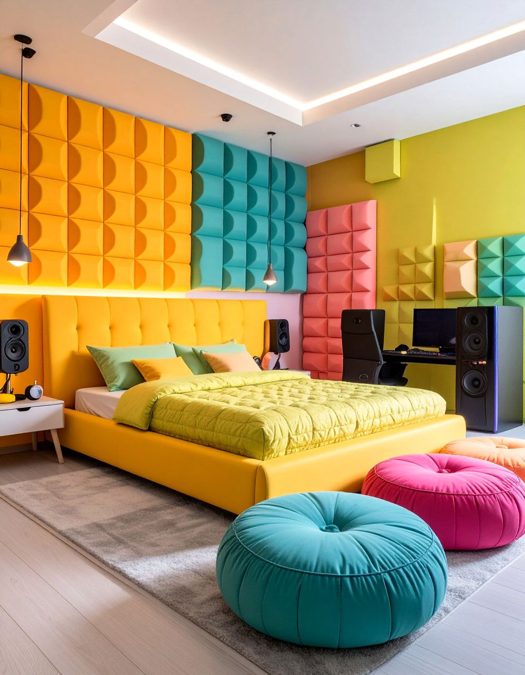 Gaming Bedroom with Acoustic Treatment Panels - 25 Boys Gaming Bedroom Ideas