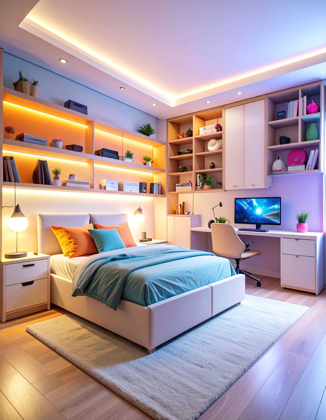 Gaming Bedroom with Built In Storage Solutions - 25 Boys Gaming Bedroom Ideas