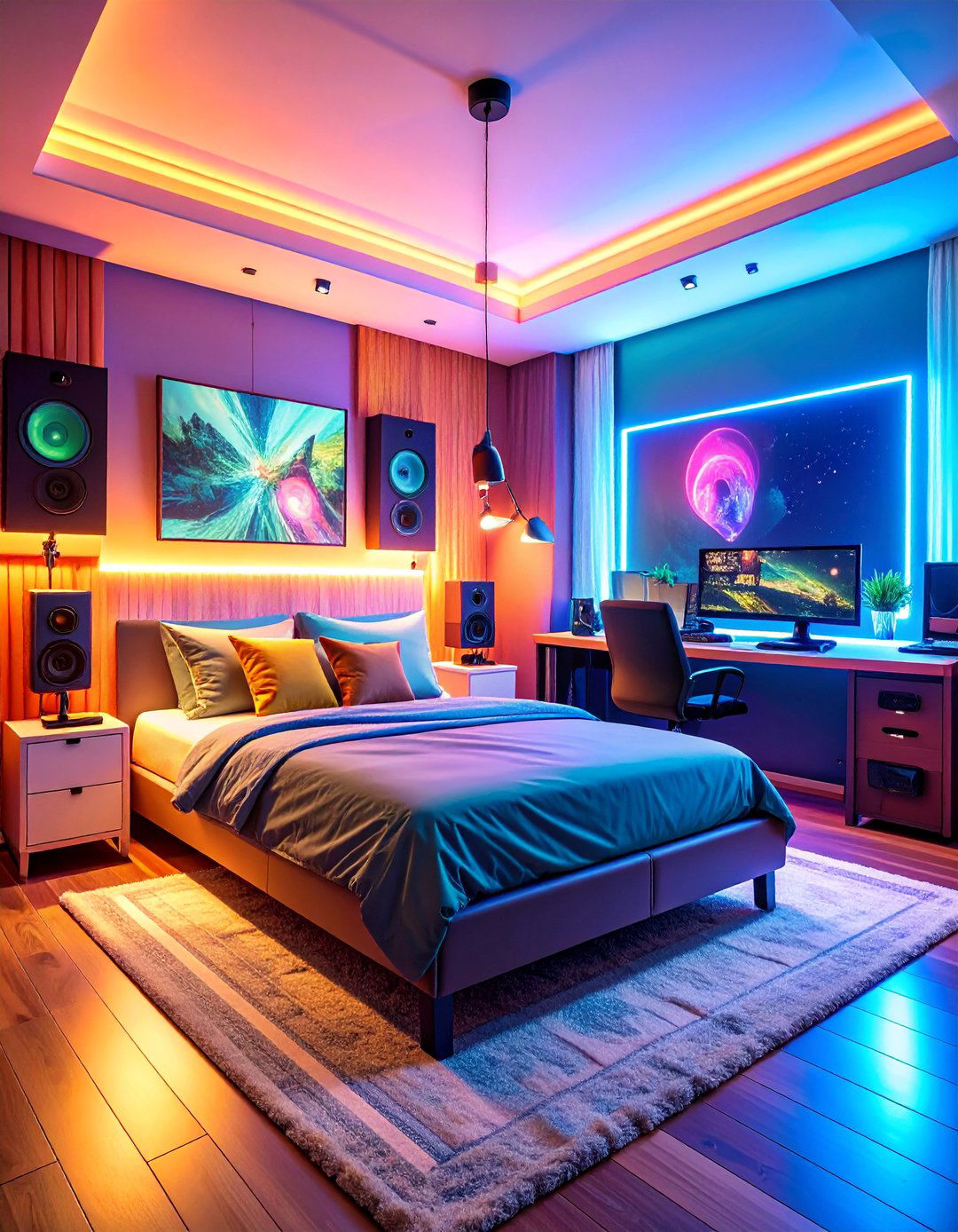 Gaming Bedroom with Music Studio Integration and Audio Production Setup - 25 Gaming Bedroom Ideas