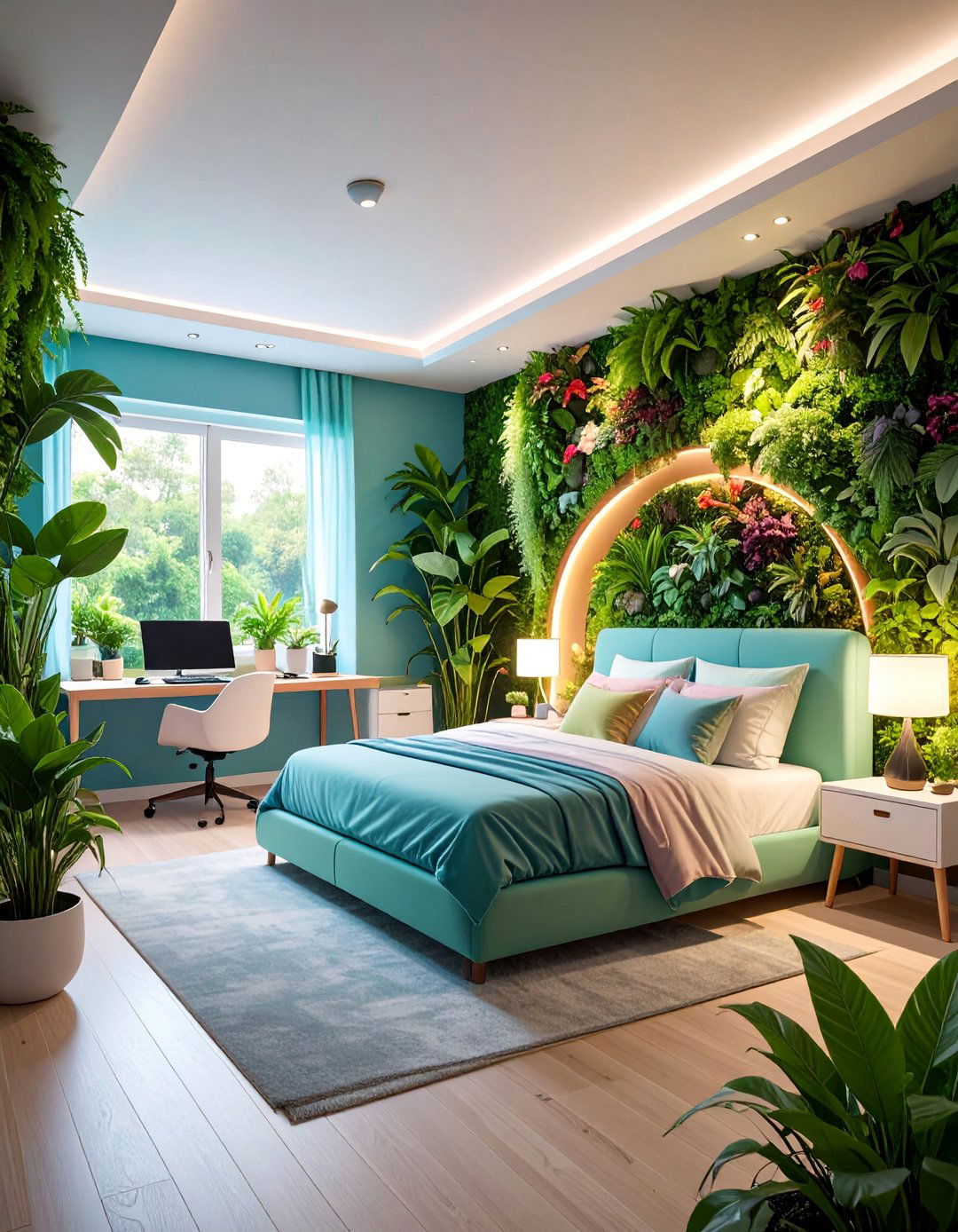 Gaming Bedroom with Nature Inspired Biophilic Design Elements - 25 Gaming Bedroom Ideas