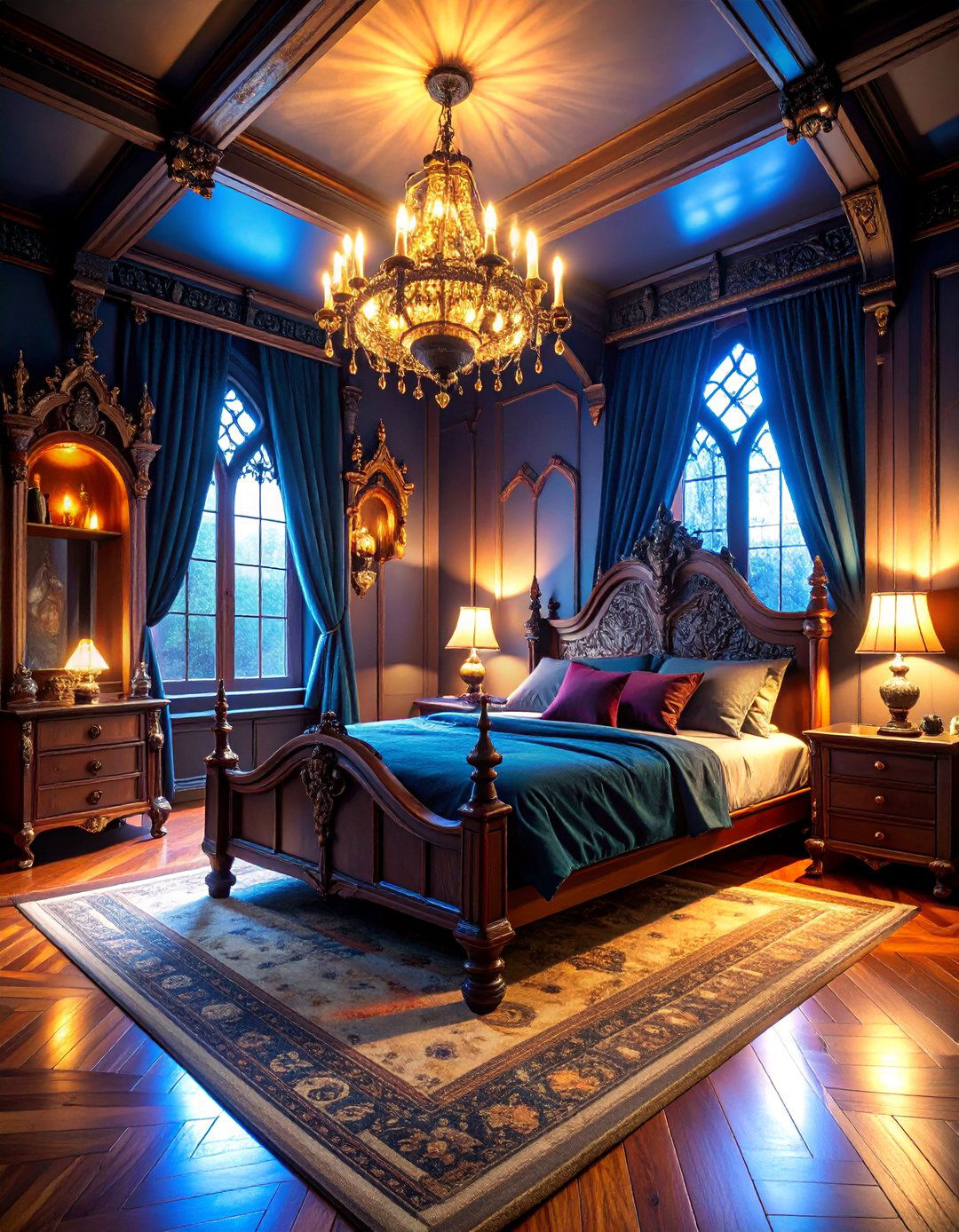 Gaming Bedroom with Victorian Gothic Aesthetic and Dark Romance Themes - 25 Gaming Bedroom Ideas