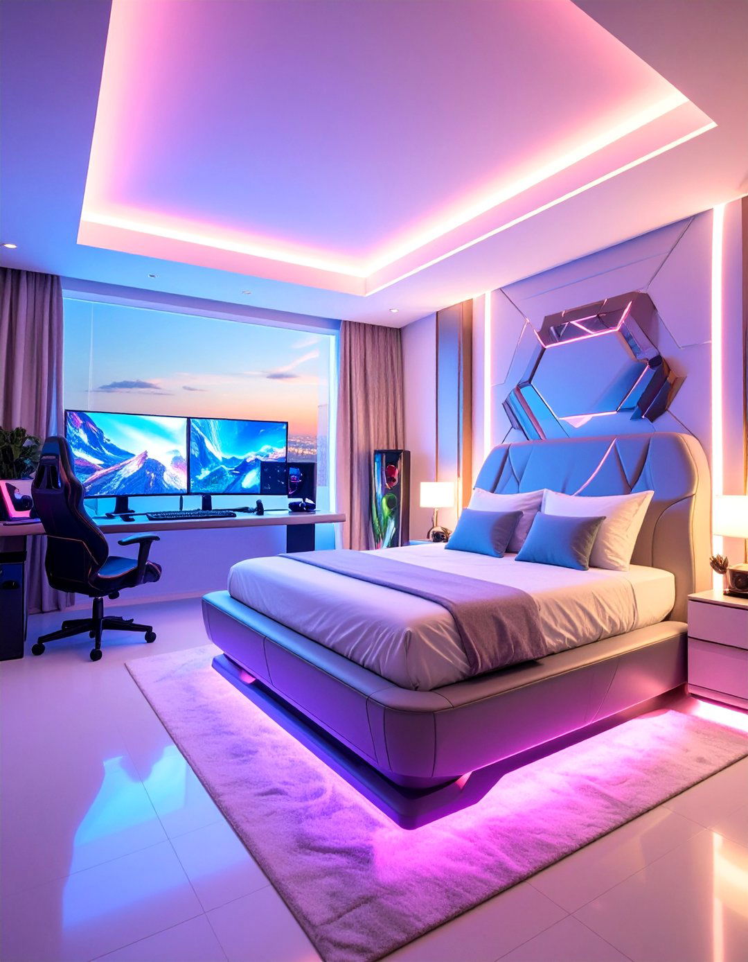 Gaming Command Center Bedroom with High Tech Setup - 25 Man Cave Bedroom Ideas