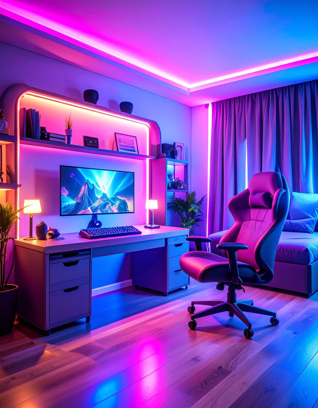 Gaming Room with Flexible Furniture Layout - 25 Gamer Girl Room Ideas